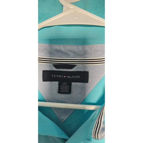 Tommy Hilfiger Polo Shirt Men’s Large Blue Short Sleeve Casual New Without Tags - Picture 2 of 3